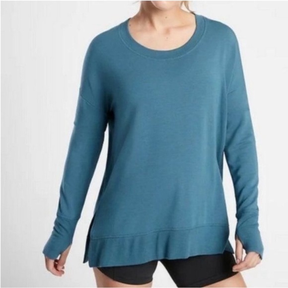 Athleta Tops - Athleta Coaster Luxe Teal Crewneck Sweatshirt Size 1X